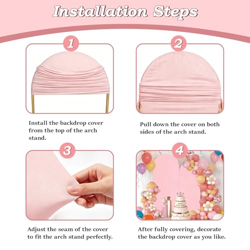 Vowparty 6FT Wedding Arch Backdrop Cover, Pink Spandex Arch Stand Cover by VowParty - Used condition - Image 7