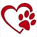 Red Decaltor Heart with Dog PAW Puppy Love Decal Vinyl Sticker|Cars Trucks Walls Laptop|5'' X 5''