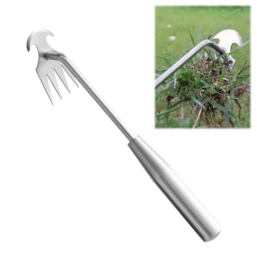 熊手 ミニ ステンレス 土工用草削り 多機能 2WAY 軽量 草取り 4本歯 40cm 草取り道具 園芸用品 庭・畑・花壇・芝生・農場・植栽庭園用 草むしり 根こそぎ 便利グッズ