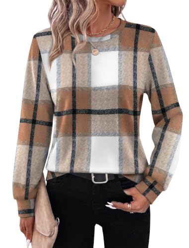 OFEEFAN Sweatshirt for Women Crewneck Long Sleeve Pullover Tops