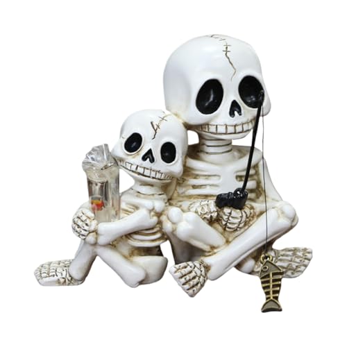 doyandader Garden Skeleton Statue, Halloween Office Statue | Resin Skeleton Fishing Figure for Halloween for Pond, Fence, Garden, Windowsill, Library, Pool,