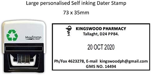Large Personalised Self Inking - Dater Stamp - 73 x 35mm