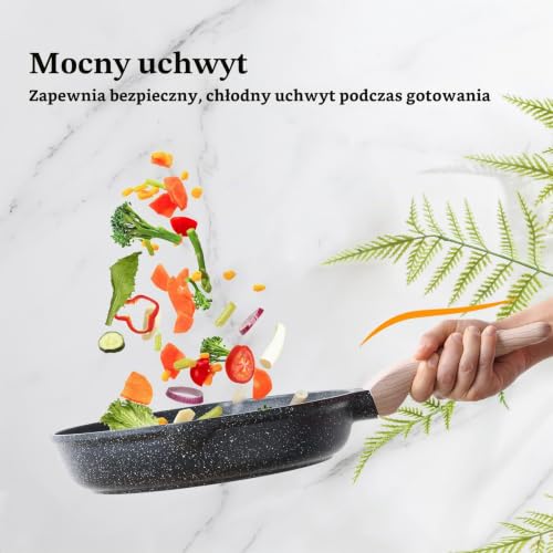 Kordisen Patelnia z Powłoką Nieprzywierającą i Pokrywką, 32 cm, Patelnia Indukcyjna, Zdrowa i Nietoksyczna, bez PFOA