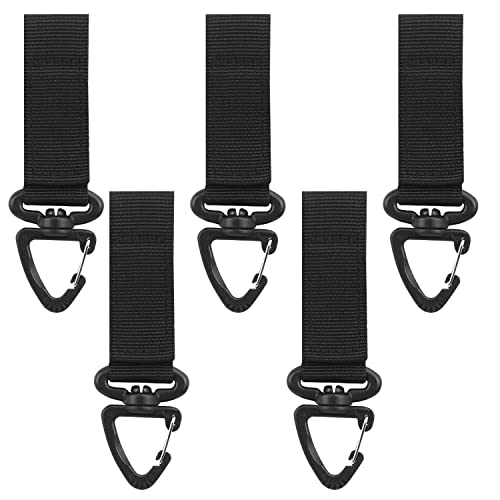 YUE QIN 5 PCS Belt Clip Carabiner Buckle Molle Strap Nylon Snap Hook Clip Keychain Keyholder Ring Tactical Backpack Molle Clip for Climbing Hiking Outdoor
