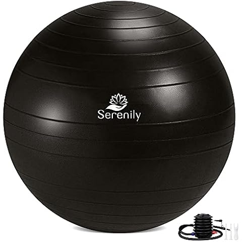 Serenily Yoga Ball Exercise Ball - Pilates Ball for Working Out Anti Burst Yoga Ball for Pregnancy & Labor. Birthing Ball 2 Sizes Swiss Balance Ball for Stability. Fitness Ball Office Chair with Pump Cover