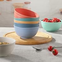 8PCS Cereal Bowl, Ohola Unbreakable Wheat Straw Cereal Bowls, Microwave & Dishwasher Safe Kitchen Bowls for Cereal, Snack, Soup, Salad and Rice, MultiColors, BPA Free, 26oz (Ser of 8) — image 8