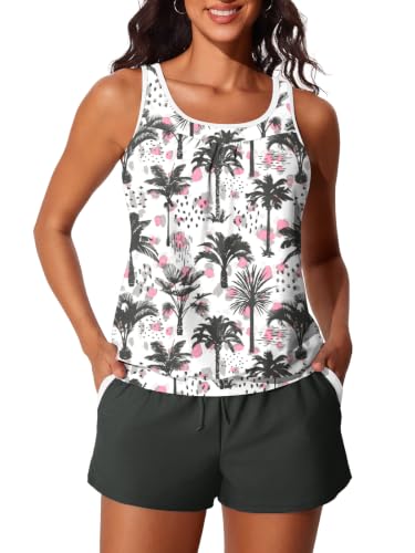Image of Summer Mae Blouson Women's Tankini Swimsuits Tummy Control Modest 2026 Two Piece with Sporty Pockets Bathing Suits
