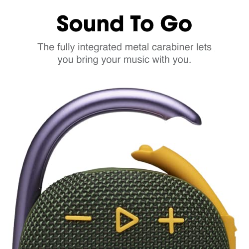 JBL Clip 4, verde – Alto-falante portátil Bluetooth 5.1 – Até 10 horas de reprodução – à prova d'água e resistente a poeira – Inclui alto-falante com cancelamento de ruído e... glide