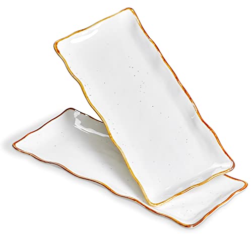 ONEMORE Servierplatte Porzellan Rechteckig 2er Set, Serviertablett 38...