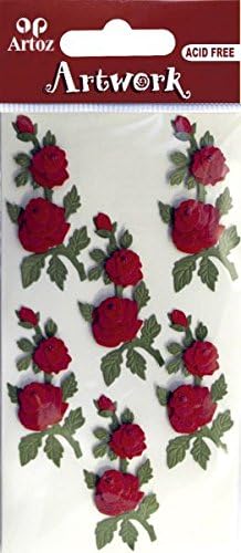 Red Roses Craft Embellishment Floral, Romantic Or Decorative Card Topper Scrapbooking Stickers