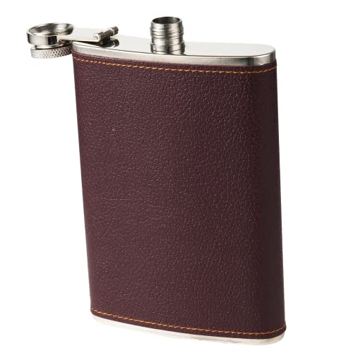 Anjetan Men's Leather Flask, 9Oz Liquor Flask With 4 Cups And Funnel, Leak Proof Stainless Steel Leather Hip Flask For Whisky Liquor Spirits, Flask Gift Set For Boyfriend, Father, Grandfather, #TOP2