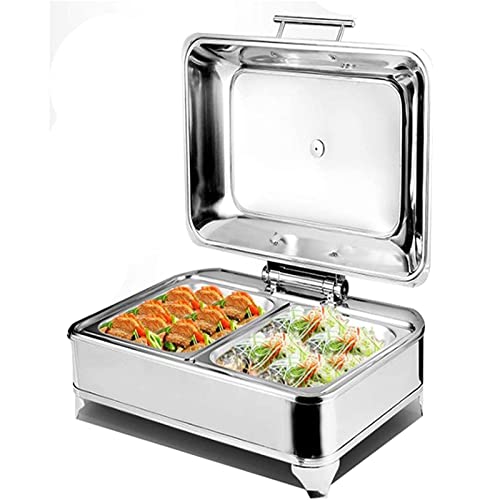 CGLYYDS Scalda Vivande Elettrico Buffet,Scaldavivande Contenitore Scalda Cibo Acciaio Inox Chafing Dish da Tavolo con Coperchio,Mantieni Il Cibo Caldo,6L,B