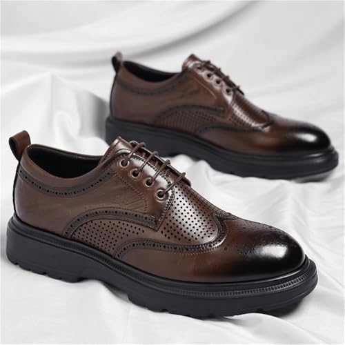 Men's Summer Brogue Hollow Out Thick Sole Breathable Anti Odor Business Dress Leather Shoes2