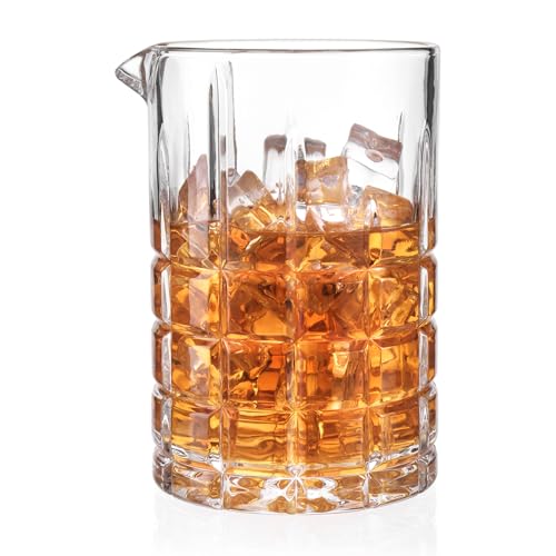 Tequibar Cocktail Mixing Glass, 18.5oz Crystal Mixing Glass, Thick Bottom