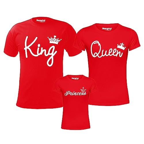Image of Hangout Hub Family Tshirts | Regular Fit |King Queen Princess|Set of 3
