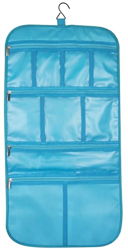 Freegrace Premium Hanging Toiletry Bag for Travel - Cosmetic, Jewelry, Toiletry, Makeup & Accessory Storage Organizer Bag, Large Size for Women & Men (Aquamarine)
