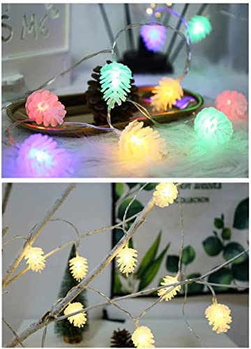 Luces de hadas navideñas multicolor con piñas de 4.9ft para decoración de patios 2