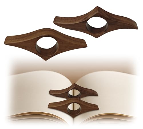 Thumb Book Page Holder, 2pcs Handmade Natural Walnut Thumb Bookmark, Book Opener Holder, Wood Page Clips, Smooth Finish Wood Reading Accessory, Perfect for Readers, Book Lovers, Bookworm (Walnut wood)