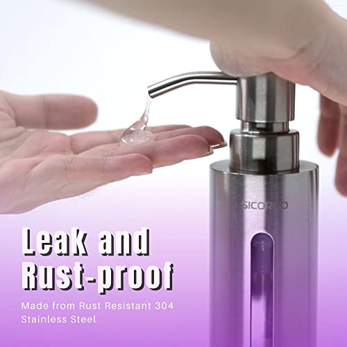 Sicorro Heavy Duty Stainless Steel Liquid Dish Soap Dispenser 200 Ml - Rust/Leak Proof Silver Liquid Hand Soap Pump For Bathroom, Kitchen, Office, School - Refillable #TOP5