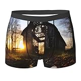 Comodidad en la sequedad: calzoncillos tipo bóxer para hombre con estampado de puerta de granero, con su tela ligera y de secado rápido, elimina la humedad de la piel. La transpirabilidad mejorada te mantiene fresco y seco, lo que te proporciona la confianza para enfrentar cualquier desafío mientras te sientes cómodamente seco.