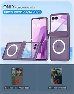 oupeigar for Motorola Razr 2025 / Razr 2024 Magnetic Case[Hinge Protection] [Fit for Magsafe] [Screen Protector] Translucent Frosted Shockproof Cover for Razr 2025/2024-Purple