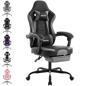 Gaming Chair Computerstuhl Ergonomischer Gaming Stuhl mit Fußstütze Bürostuhl Ergonomischer Computerstuhl mit Lendenwirbelstütze Dunkelgrau