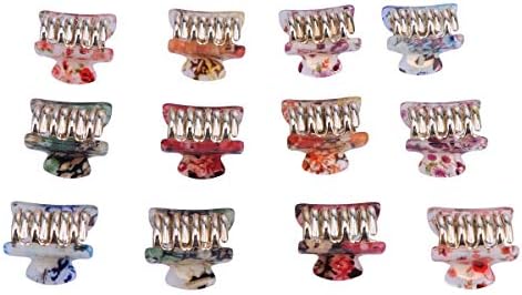 Lurrose 12pcs Floral Print Small Claw Clamp Acrylic Hair Claw Clips Mini Hair Clamps Clips