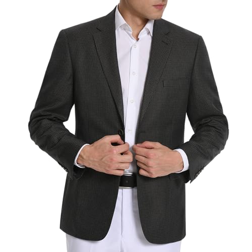 Teemlanny Men's Sport Coat Houndstooth Blazer Classic Fit 2 Button