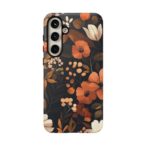 Coque rigide Samsung S24 Plus mate marron motif floral protection téléphone automne