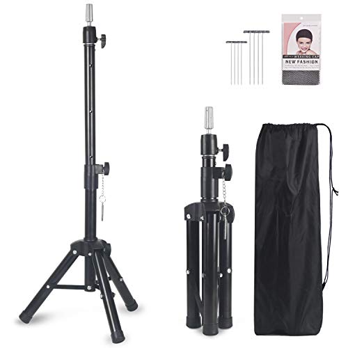 Wig Stand Tripod Mannequin Head Stand, Smilco Adjustable Heavy Duty Wig Head Stand for Cosmetology Hairdressing Training