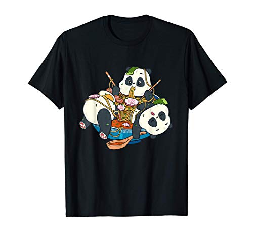 Kawaii Cute Anime Pandas Otaku Giapponese Ramen Noodles Maglietta