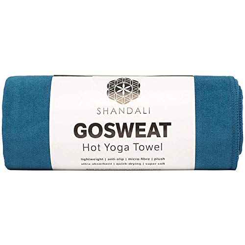 Shandali GoSweat Microfiber Hand Towel Absorbent Suede Yoga Towel for Hot Yoga Bikram Pilates & Gym Evening Blue 16 x 26.5 Inches