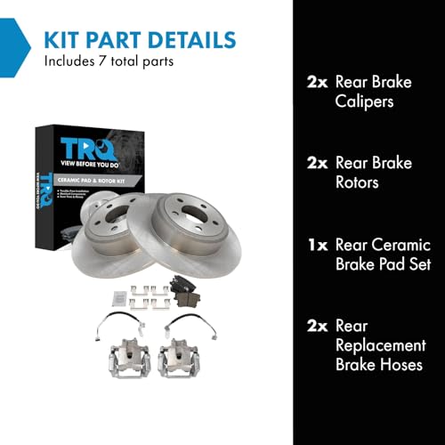 Image of TRQ Rear Brake Pad & Rotor Kit Ceramic Compatible with 2009 Dodge Challenger