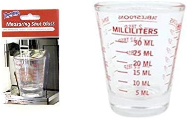 Measuring Shot Glass 30ml - 1 Ounce - Measures Spoons Teaspoons Ounces and Milliliters Bar and Kitchen Accessory Espresso Shots Measure Liquor for Shots