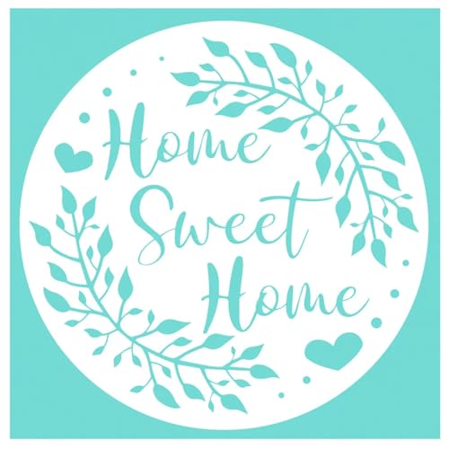 MANGOUSONG Screen Printing Kit,25.3x25.3cm Home Sweet Home Silk Screen Stencils Reusable Silkscreen Print Kit for Printing Handbag Decoration Template ?Seal Tool