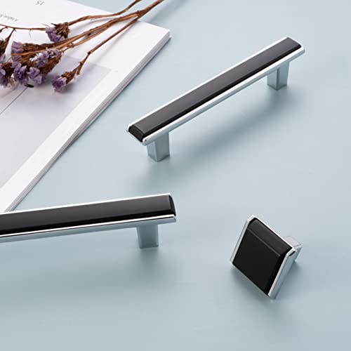 BEROSSA Black and Chrome Cabinet Pulls Matte Black and Polished Chrome Kitchen Cabinet Handles, 5 Pack 5 Inch, 2281 Two Tone Hardware for Cabinets Drawers Bedroom Dresser Cupboard Bathroom Vanity by BEROSSA - Used condition - Image 7