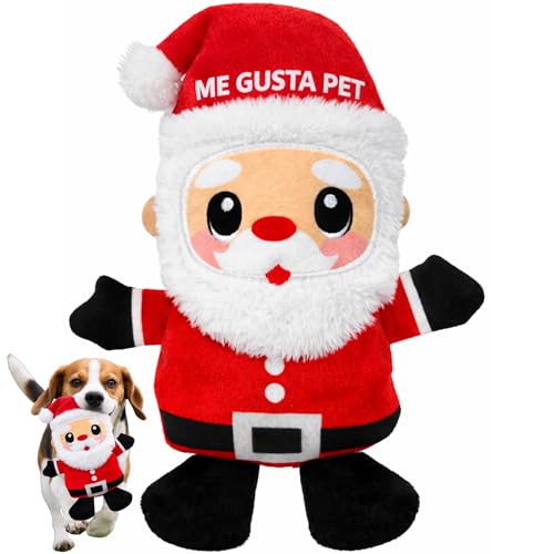 ME GUSTA PET Dog Toys, Dog Xmas Christmas Santa Claus Squeaky Plush Chew Fetch Brain Stimulating Toy...