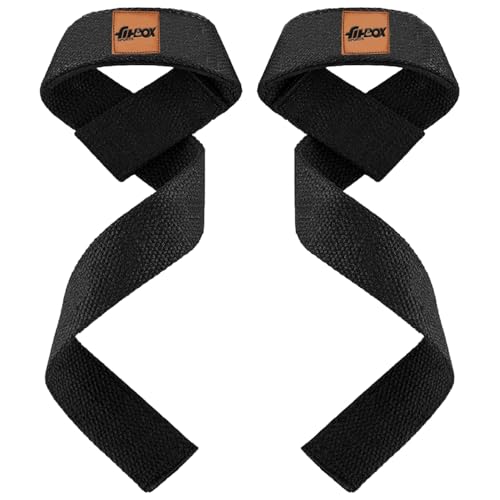 FitBox Sports Premium Lifting Straps, Powerlifting, Wrist Supporter For Deadlifting With Padded Support - Black
