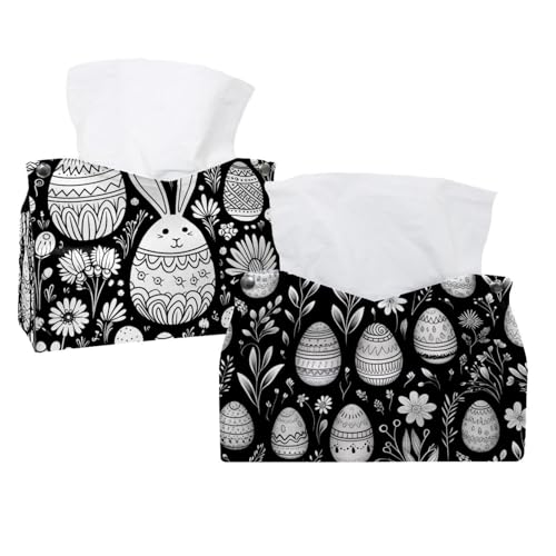 Housse boîte à mouchoirs Pâques lot de 2 protection déco table rectangulaire - 2