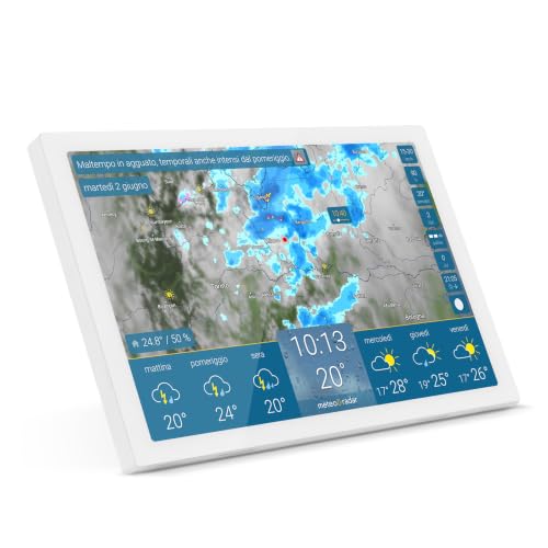 meteo & radar home 4 Display, Stazione Wi-Fi con Radar meteo: Filmato animato sul tempo su display HD+ a colori, design elegante, allerte maltempo, previsione a 14 giorni, dati meteorologici premium