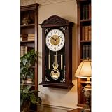 Reloj de pared con péndulo oscilante, reloj silencioso tradicional de 66 cm, funciona con pilas, diseño tridimensional para decoración del hogar