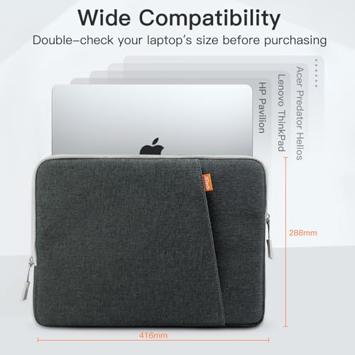 JETech Pokrowiec na Laptopa dla 16 Cala MacBook Pro (M1-M5, 2019-2026), Wodoodporna Torba Etui z Kieszenią, Kompatybilna z 16 Cala Notebookiem (Ciemno Szary)