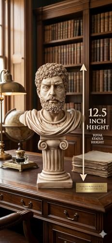 Image of Roman Empire Greek Bust Statue, 12.5 Inch Hellenistic Apollo Sculpture, Premium Resin Antique White Finish, Home Decor for Living Room Office Desk Library
