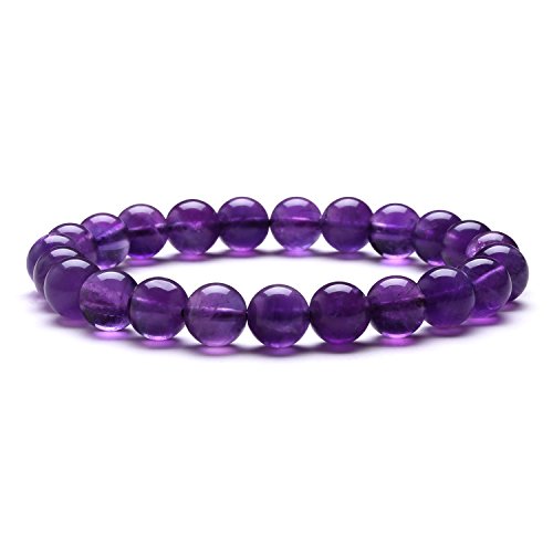 J.Fée Pulsera amatista, pulsera de hombre y mujer, elástica, de 8 mm, piedras preciosas, naturales, Reiki, regalo para mujer, hombre, regalo de mujer, regalo de día de la madre, Piedra Cover