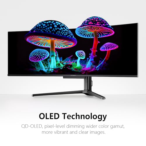 Image of INNOCN 49 inch 49Q1S OLED Curved Gaming Monitor 5120 x 1440p 240Hz, 0.03ms, USB Type C 90W, HDMI 2.1, DisplayPort, USB Hub, Surrounding Speakers, Adaptive-Sync, Height Adjustable Stand, Black