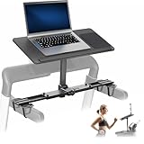 VIVO Wooden Laptop Treadmill Desk, Tilting Ergonomic Notebook Mount Stand with Mouse Pad and Wrist Support, Fits Both Round and Square Handlebars, Black, STAND-TDML4R