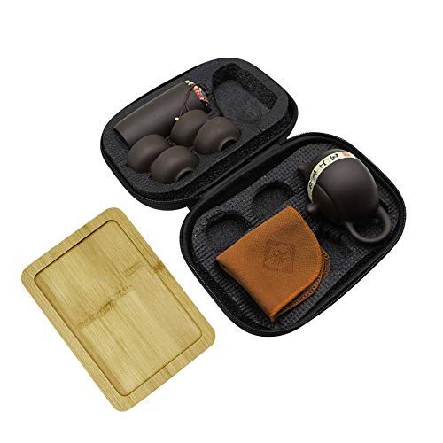 Rarityus Ceramic Chinese Kungfu Tea Set Handmade Zisha Teapot Set With Teacup, Tea Tray, Tea Canister, Portable Travel Bag For Outdoor Office Picnic Camping #TOP1