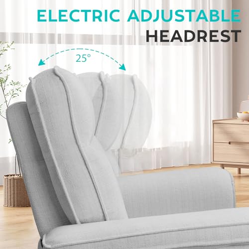 SENYUN Power Recliner Chair with Adjustable Headrest,Extra Wide Home Theater Seating with Massage and Heating, Electric Reclining Sofa for Living Room,1PC,Light Grey