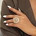Dtja Yellow CZ Round Statement Ring for Women Girls Boho Expandable Adjustable Open Wrap Finger Rings Comfort Fit Exaggerated Bollywood Style Jewelry Gold Tone