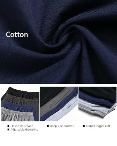 Telaleo 4 Pack Boys Sweatpants Active Athletic Jogger Pants Soft Cotton French Terry Little Big Kids L thumb #4